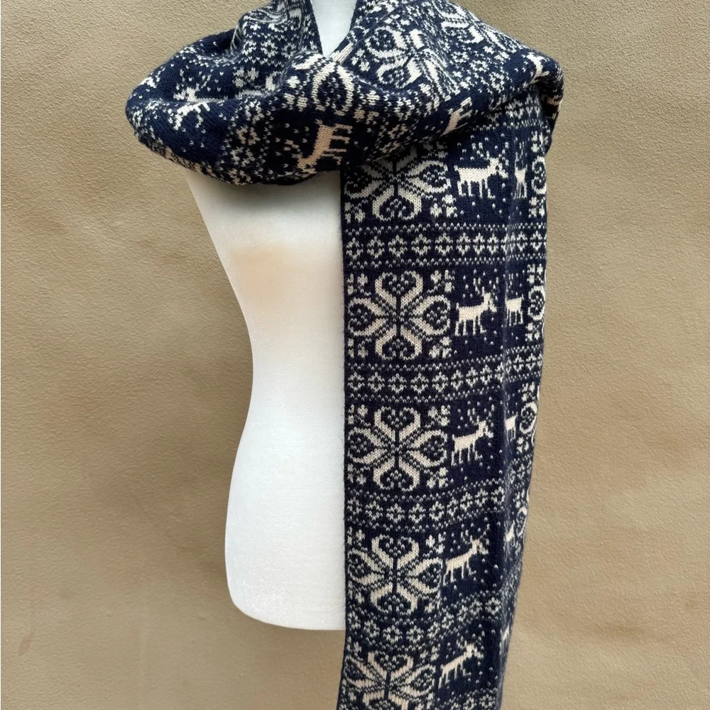 FAIR ISLE CHUNKY knitted reversible large scarf STUNNING!mint cond price firm